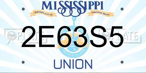 2E63S5 Mississippi License Plate