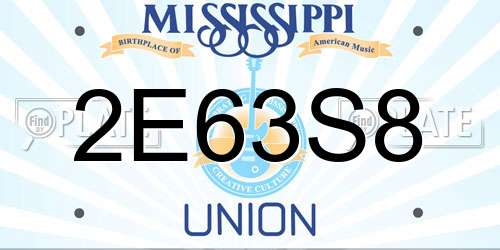 2E63S8 Mississippi License Plate