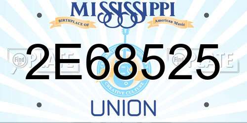 2E68525 Mississippi License Plate