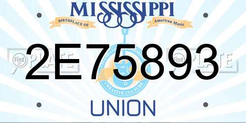 2E75893 Mississippi License Plate