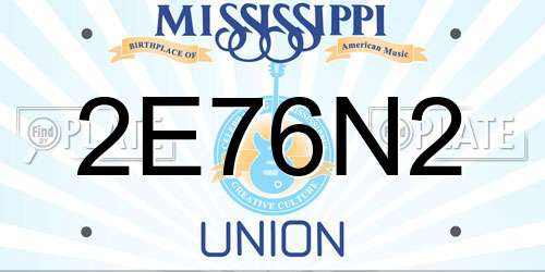 2E76N2 Mississippi License Plate