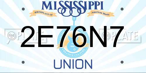 2E76N7 Mississippi License Plate