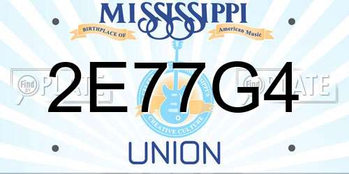 2E77G4 Mississippi License Plate