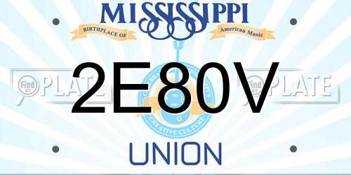 2E80V Mississippi License Plate