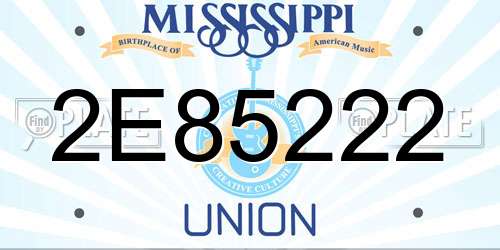 2E85222 Mississippi License Plate