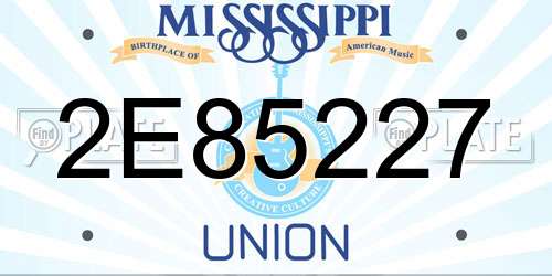 2E85227 Mississippi License Plate