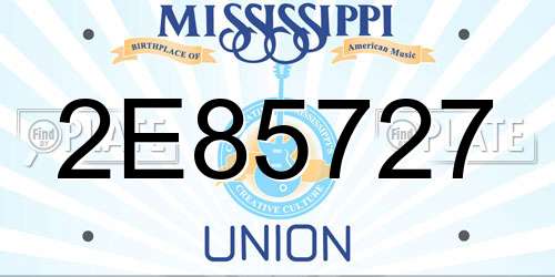 2E85727 Mississippi License Plate