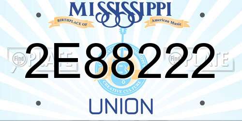 2E88222 Mississippi License Plate