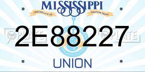2E88227 Mississippi License Plate