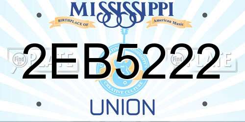 2EB5222 Mississippi License Plate
