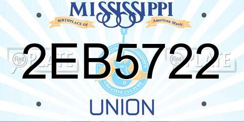2EB5722 Mississippi License Plate