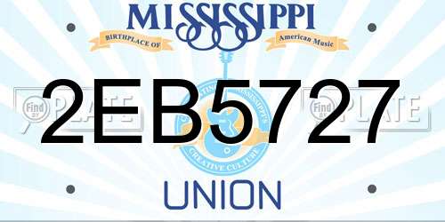 2EB5727 Mississippi License Plate