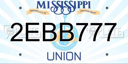 2EBB777 Mississippi License Plate