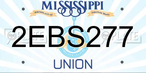2EBS277 Mississippi License Plate