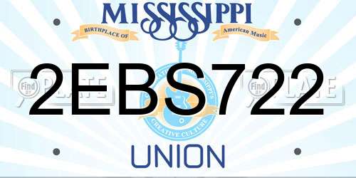 2EBS722 Mississippi License Plate