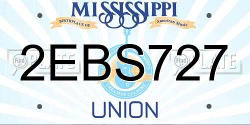 2EBS727 Mississippi License Plate