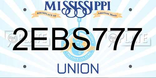 2EBS777 Mississippi License Plate