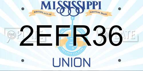 2EFR36 Mississippi License Plate