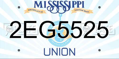 2EG5525 Mississippi License Plate