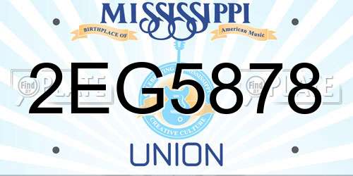 2EG5878 Mississippi License Plate