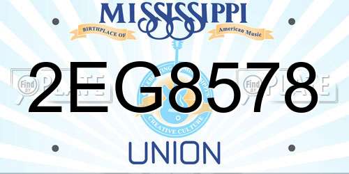 2EG8578 Mississippi License Plate