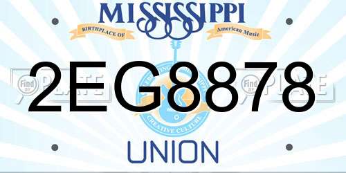 2EG8878 Mississippi License Plate
