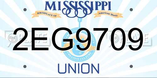 2EG9709 Mississippi License Plate