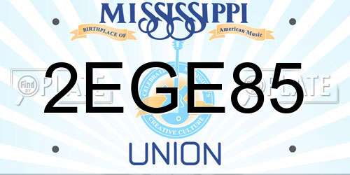 2EGE85 Mississippi License Plate