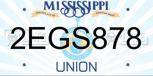 2EGS878 Mississippi License Plate