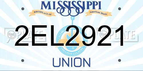 2EL2921 Mississippi License Plate