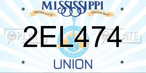 2EL474 Mississippi License Plate