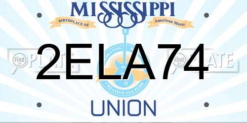 2ELA74 Mississippi License Plate