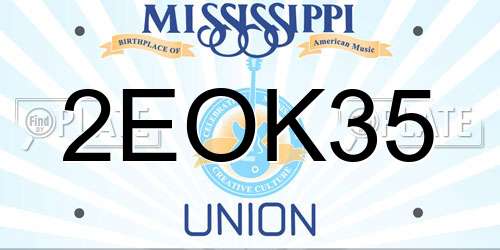 2EOK35 Mississippi License Plate