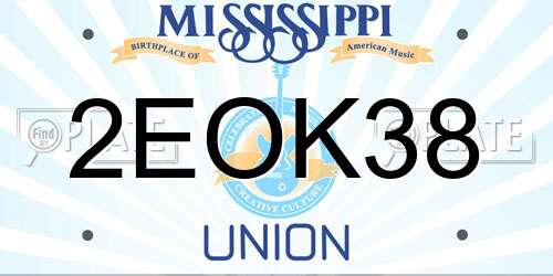 2EOK38 Mississippi License Plate
