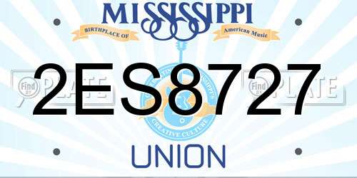 2ES8727 Mississippi License Plate