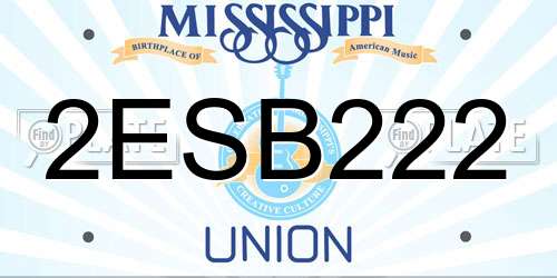 2ESB222 Mississippi License Plate