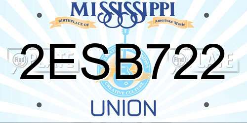 2ESB722 Mississippi License Plate
