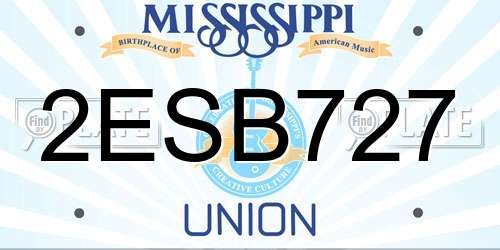 2ESB727 Mississippi License Plate