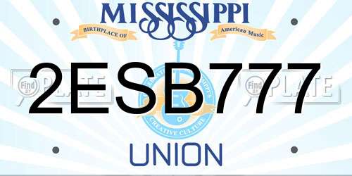 2ESB777 Mississippi License Plate