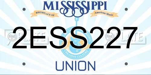 2ESS227 Mississippi License Plate
