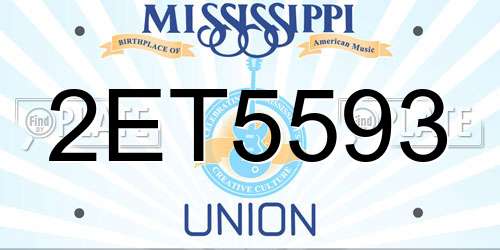 2ET5593 Mississippi License Plate