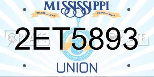 2ET5893 Mississippi License Plate