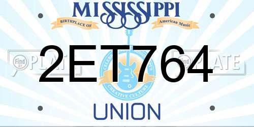 2ET764 Mississippi License Plate