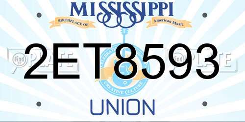 2ET8593 Mississippi License Plate