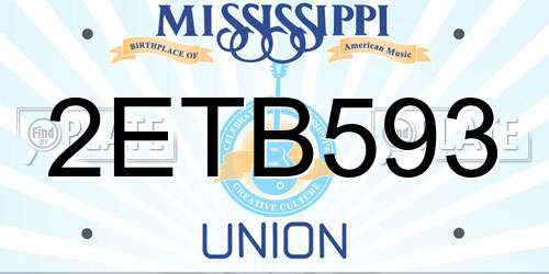 2ETB593 Mississippi License Plate