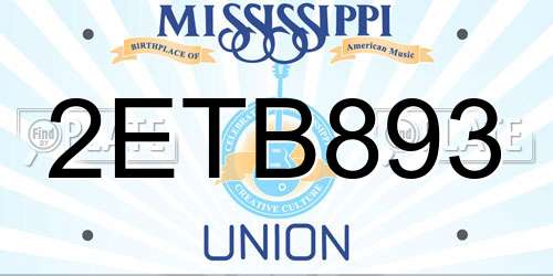 2ETB893 Mississippi License Plate