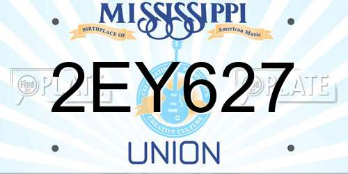 2EY627 Mississippi License Plate