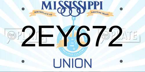 2EY672 Mississippi License Plate