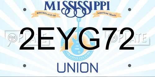 2EYG72 Mississippi License Plate
