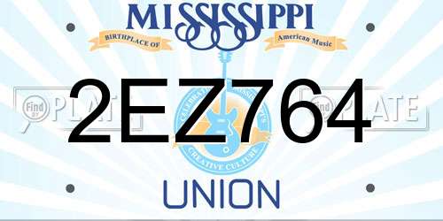 2EZ764 Mississippi License Plate